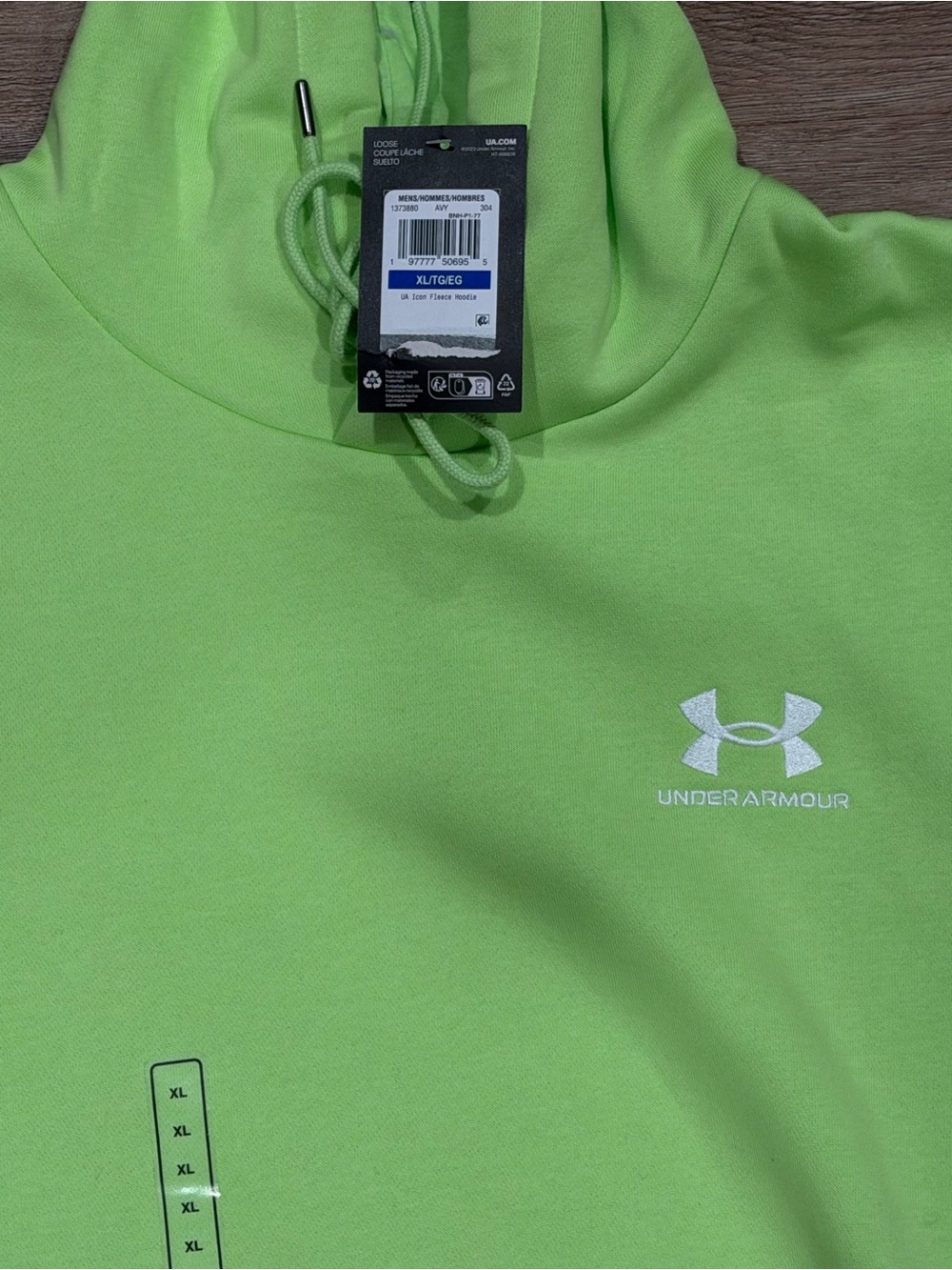 Under Armour Men’s Bright Neon Green Pullover Hoodie - Picture 2 of 6
